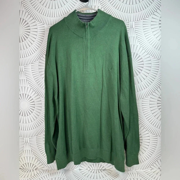 Nautica Men’s Quarter Zip Sweater Green 3XL - Picture 1 of 4